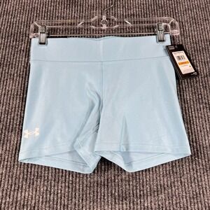 Under Armour Shorts Womens Small Blue Compression Mid Rise Shorty Active New